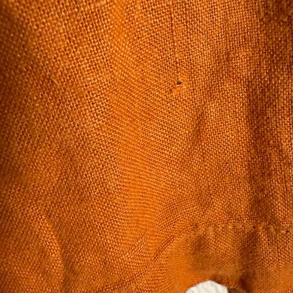 Flax 100% Linen Orange Button Front Shirt Top Size Small - Picture 11 of 12